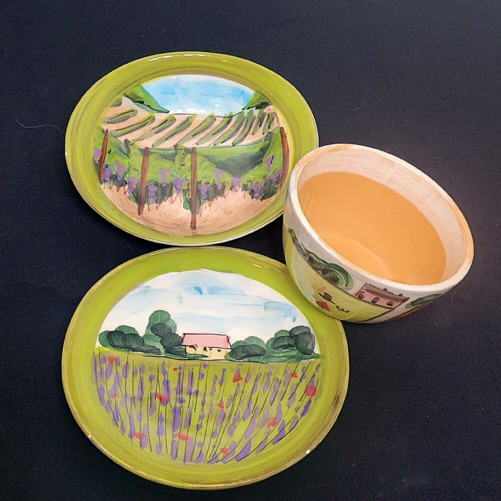 VIETRI Vendemmia ITALY Lot of 3 SERVING DISHES 2 bowls + plate Farm Handpainted